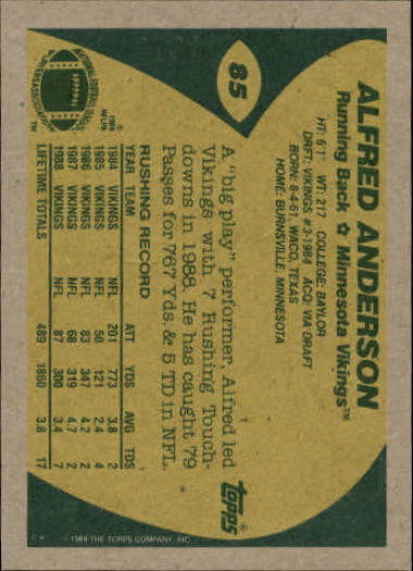 1989 Topps Football "Main Set" Cards #1 to #200 Rookies and Veterans - Picture 161 of 387