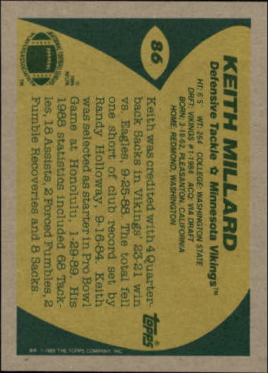 1989 Topps Football "Main Set" Cards #1 to #200 Rookies and Veterans - Picture 163 of 387