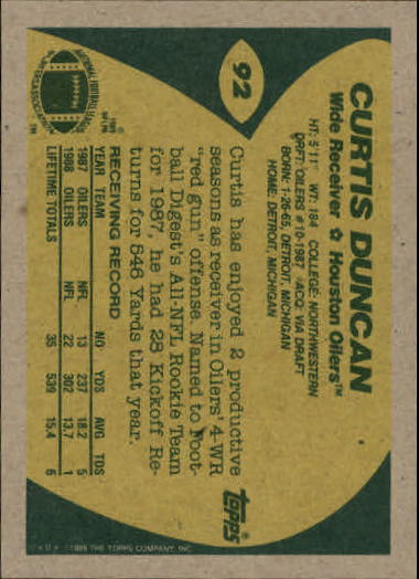 1989 Topps Football "Main Set" Cards #1 to #200 Rookies and Veterans - Picture 173 of 387
