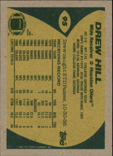 1989 Topps Football "Main Set" Cards #1 to #200 Rookies and Veterans - Picture 179 of 387