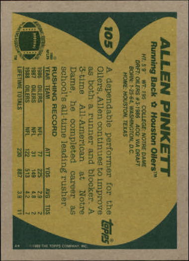 1989 Topps Football "Main Set" Cards #1 to #200 Rookies and Veterans - Picture 199 of 387