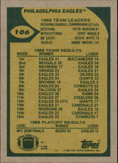 1989 Topps Football "Main Set" Cards #1 to #200 Rookies and Veterans - Picture 201 of 387