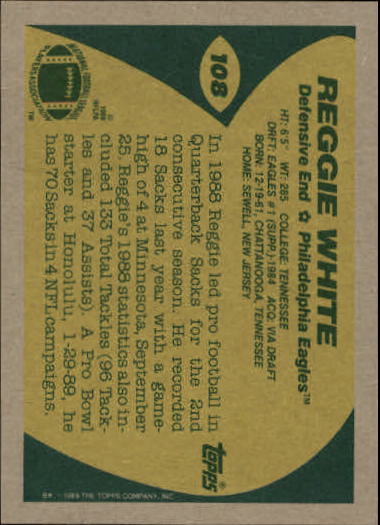 1989 Topps Football "Main Set" Cards #1 to #200 Rookies and Veterans - Picture 205 of 387
