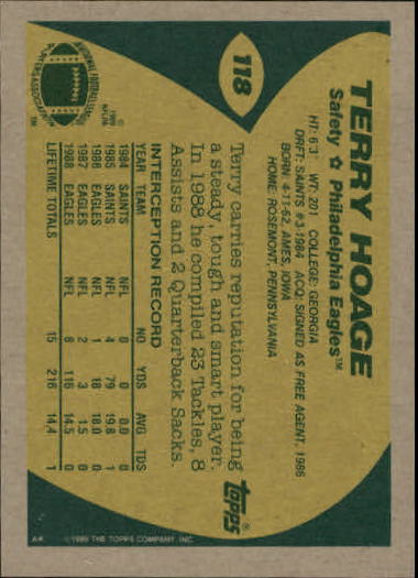 1989 Topps Football "Main Set" Cards #1 to #200 Rookies and Veterans - Picture 225 of 387