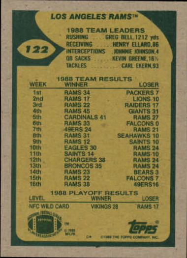 1989 Topps Football "Main Set" Cards #1 to #200 Rookies and Veterans - Picture 233 of 387