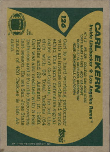 1989 Topps Football "Main Set" Cards #1 to #200 Rookies and Veterans - Picture 241 of 387