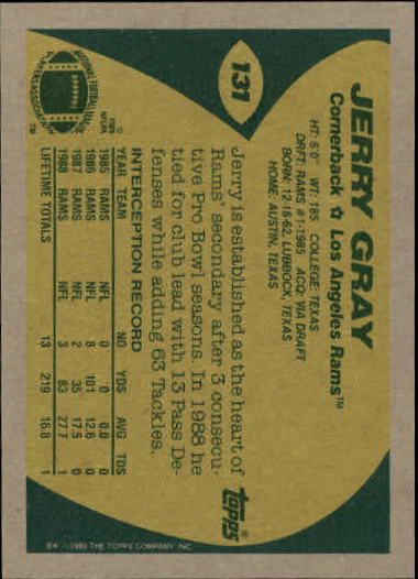 1989 Topps Football "Main Set" Cards #1 to #200 Rookies and Veterans - Picture 251 of 387