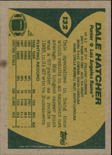 1989 Topps Football "Main Set" Cards #1 to #200 Rookies and Veterans - Picture 253 of 387