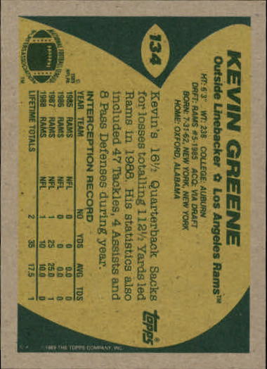 1989 Topps Football "Main Set" Cards #1 to #200 Rookies and Veterans - Picture 257 of 387