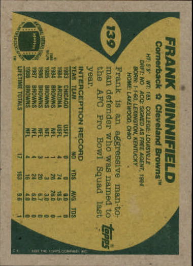 1989 Topps Football "Main Set" Cards #1 to #200 Rookies and Veterans - Picture 267 of 387