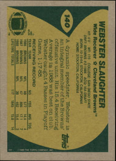1989 Topps Football "Main Set" Cards #1 to #200 Rookies and Veterans - Picture 269 of 387