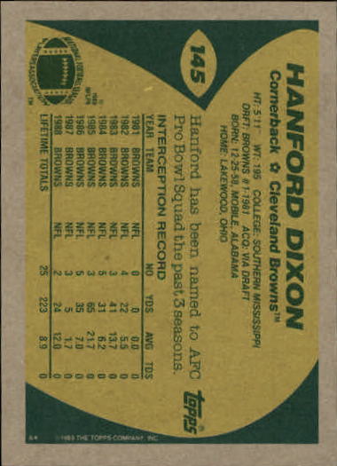 1989 Topps Football "Main Set" Cards #1 to #200 Rookies and Veterans - Picture 279 of 387