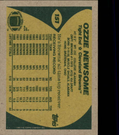 1989 Topps Football "Main Set" Cards #1 to #200 Rookies and Veterans - Picture 289 of 387