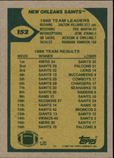1989 Topps Football "Main Set" Cards #1 to #200 Rookies and Veterans - Picture 291 of 387