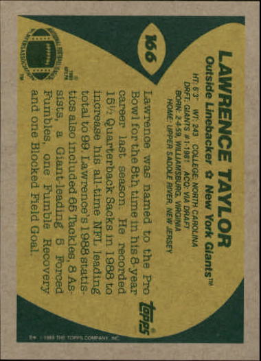 1989 Topps Football "Main Set" Cards #1 to #200 Rookies and Veterans - Picture 319 of 387