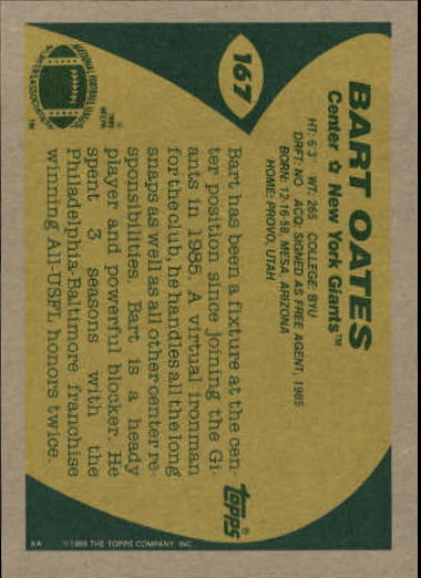 1989 Topps Football "Main Set" Cards #1 to #200 Rookies and Veterans - Picture 321 of 387