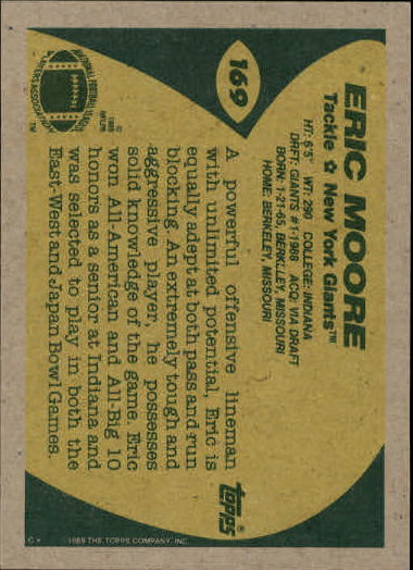 1989 Topps Football "Main Set" Cards #1 to #200 Rookies and Veterans - Picture 325 of 387