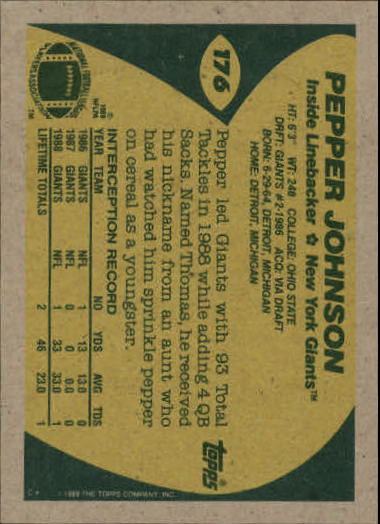 1989 Topps Football "Main Set" Cards #1 to #200 Rookies and Veterans - Picture 339 of 387