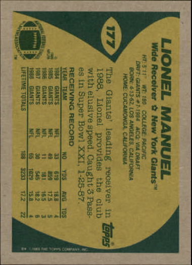 1989 Topps Football "Main Set" Cards #1 to #200 Rookies and Veterans - Picture 341 of 387