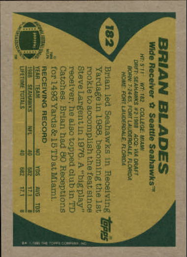 1989 Topps Football "Main Set" Cards #1 to #200 Rookies and Veterans - Picture 351 of 387