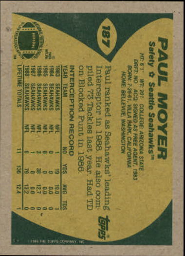 1989 Topps Football "Main Set" Cards #1 to #200 Rookies and Veterans - Picture 361 of 387