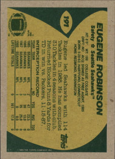 1989 Topps Football "Main Set" Cards #1 to #200 Rookies and Veterans - Picture 369 of 387