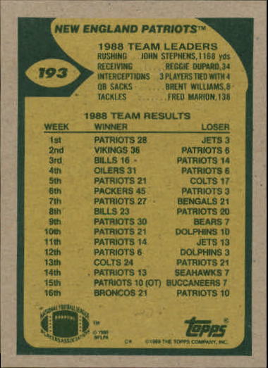 1989 Topps Football "Main Set" Cards #1 to #200 Rookies and Veterans - Picture 373 of 387
