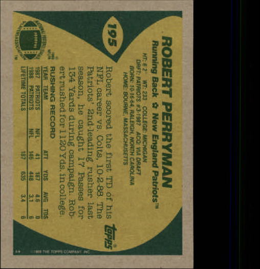 1989 Topps Football "Main Set" Cards #1 to #200 Rookies and Veterans - Picture 377 of 387