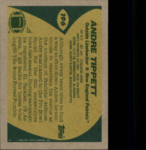 1989 Topps Football "Main Set" Cards #1 to #200 Rookies and Veterans - Picture 379 of 387