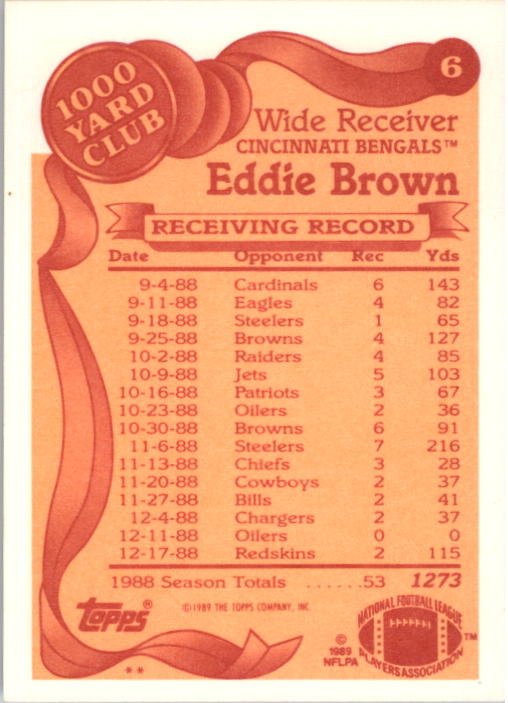 1989 Topps Football "1000 Yard Club" Insert Cards - Picture 13 of 47