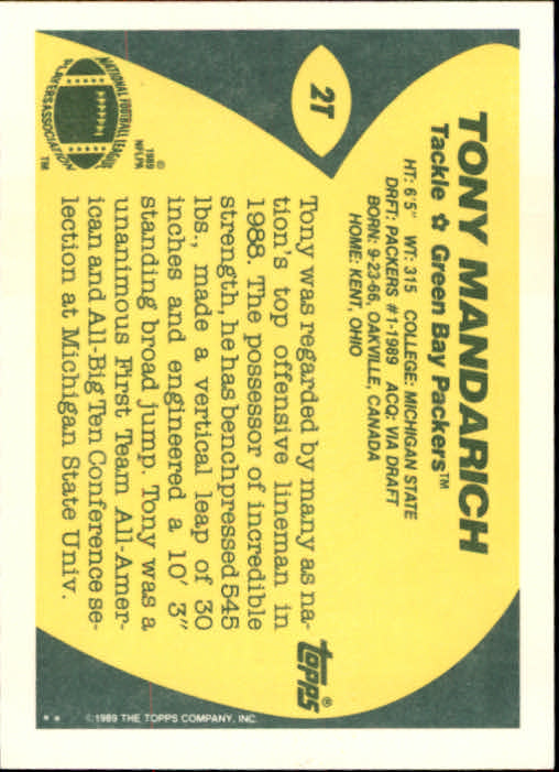 1989 Topps Traded Football Cards #1T to #132T Rookies and Veterans - Picture 5 of 251
