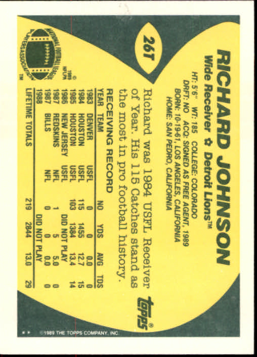 1989 Topps Traded Football Cards #1T to #132T Rookies and Veterans - Picture 53 of 251