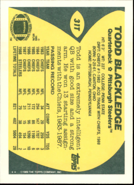 1989 Topps Traded Football Cards #1T to #132T Rookies and Veterans - Picture 61 of 251