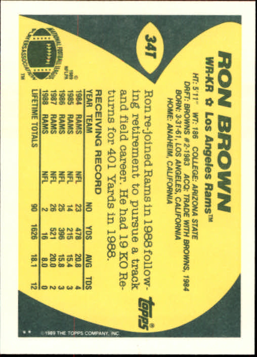 1989 Topps Traded Football Cards #1T to #132T Rookies and Veterans - Picture 67 of 251
