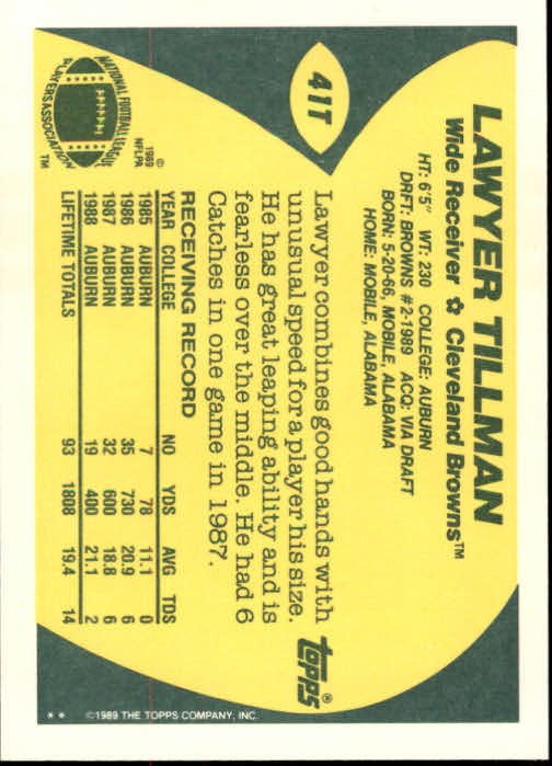 1989 Topps Traded Football Cards #1T to #132T Rookies and Veterans - Picture 81 of 251