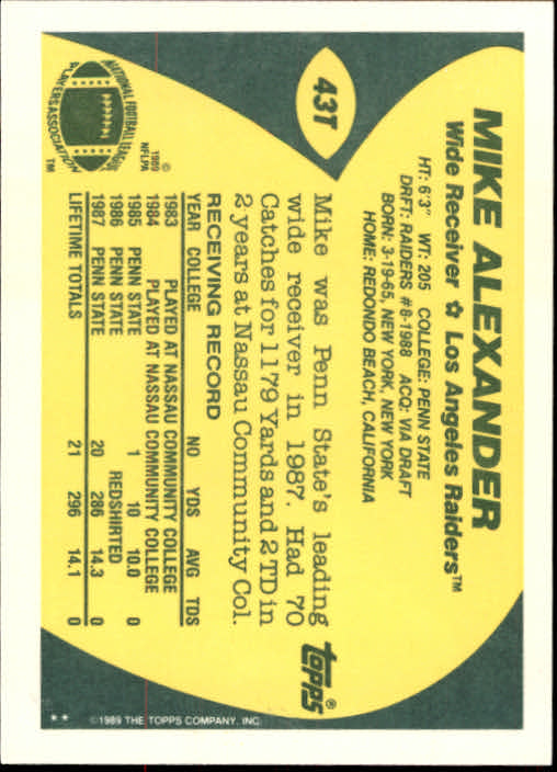 1989 Topps Traded Football Cards #1T to #132T Rookies and Veterans - Picture 85 of 251