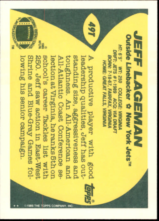 1989 Topps Traded Football Cards #1T to #132T Rookies and Veterans - Picture 97 of 251