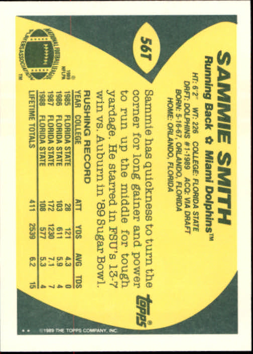 1989 Topps Traded Football Cards #1T to #132T Rookies and Veterans - Picture 107 of 251