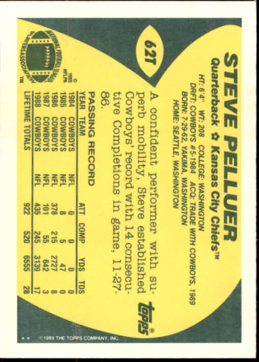 1989 Topps Traded Football Cards #1T to #132T Rookies and Veterans - Picture 119 of 251