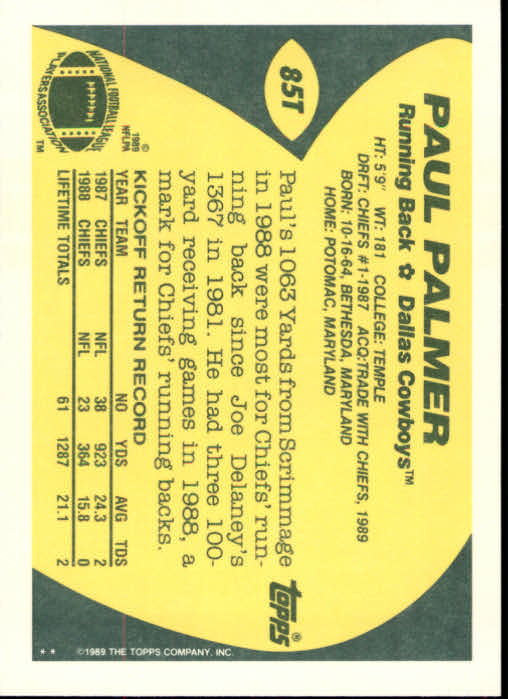 1989 Topps Traded Football Cards #1T to #132T Rookies and Veterans - Picture 159 of 251