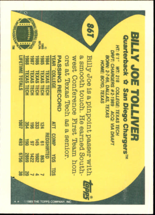 1989 Topps Traded Football Cards #1T to #132T Rookies and Veterans - Picture 161 of 251