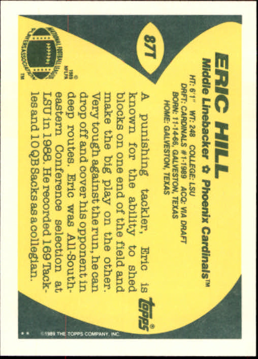 1989 Topps Traded Football Cards #1T to #132T Rookies and Veterans - Picture 163 of 251