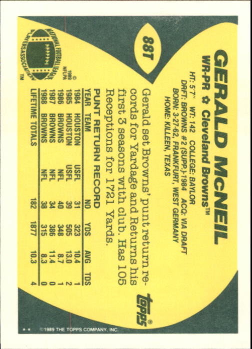 1989 Topps Traded Football Cards #1T to #132T Rookies and Veterans - Picture 165 of 251