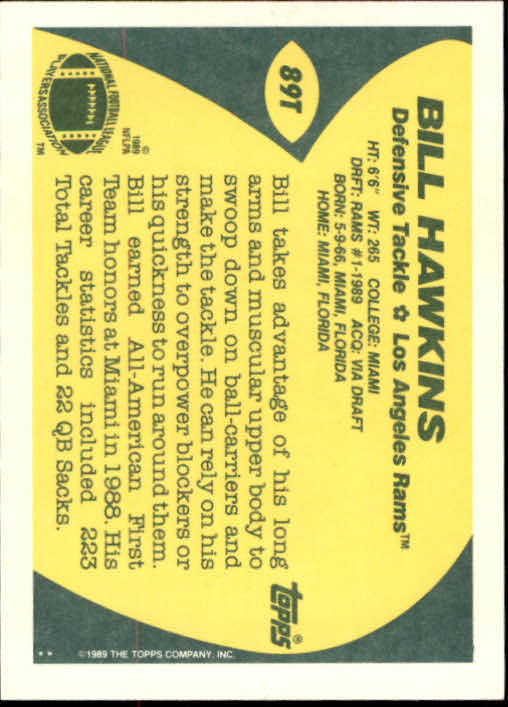 1989 Topps Traded Football Cards #1T to #132T Rookies and Veterans - Picture 167 of 251