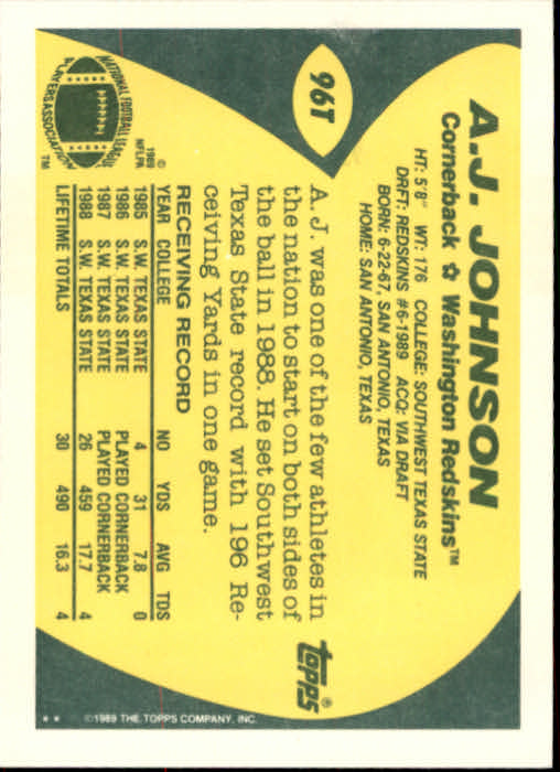 1989 Topps Traded Football Cards #1T to #132T Rookies and Veterans - Picture 179 of 251