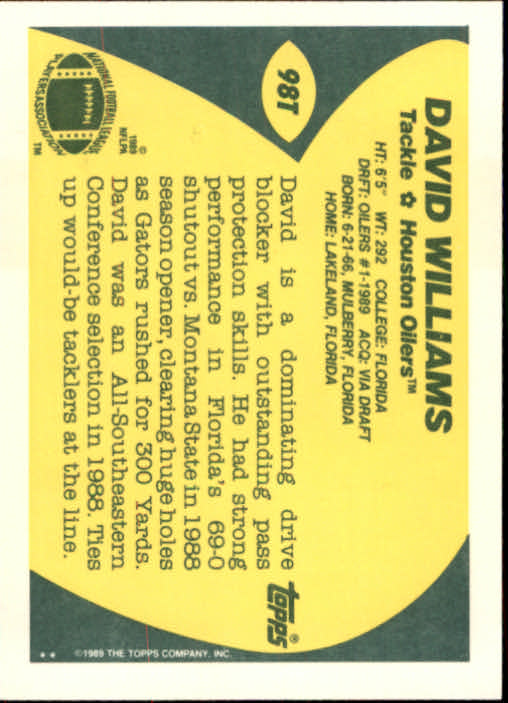 1989 Topps Traded Football Cards #1T to #132T Rookies and Veterans - Picture 183 of 251