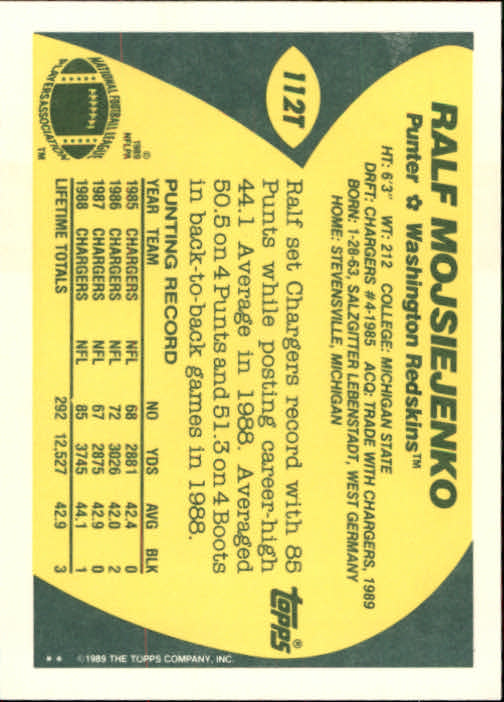 1989 Topps Traded Football Cards #1T to #132T Rookies and Veterans - Picture 211 of 251