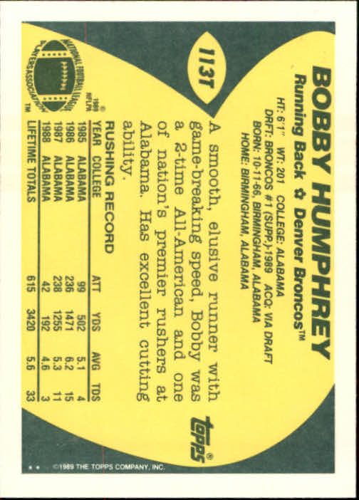 1989 Topps Traded Football Cards #1T to #132T Rookies and Veterans - Picture 213 of 251