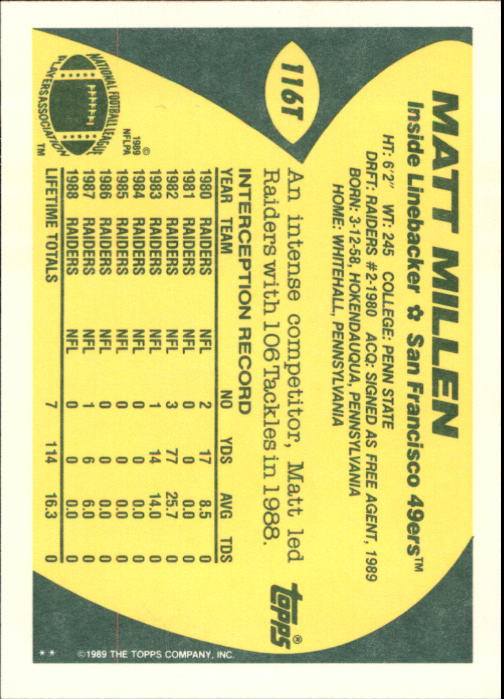 1989 Topps Traded Football Cards #1T to #132T Rookies and Veterans - Picture 219 of 251