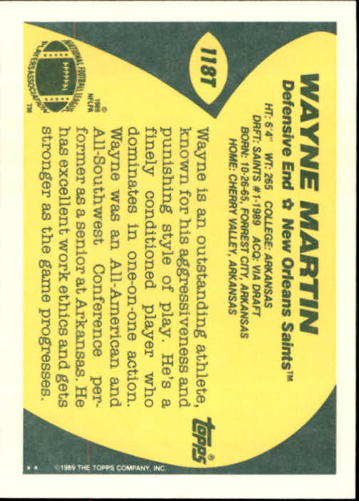 1989 Topps Traded Football Cards #1T to #132T Rookies and Veterans - Picture 223 of 251